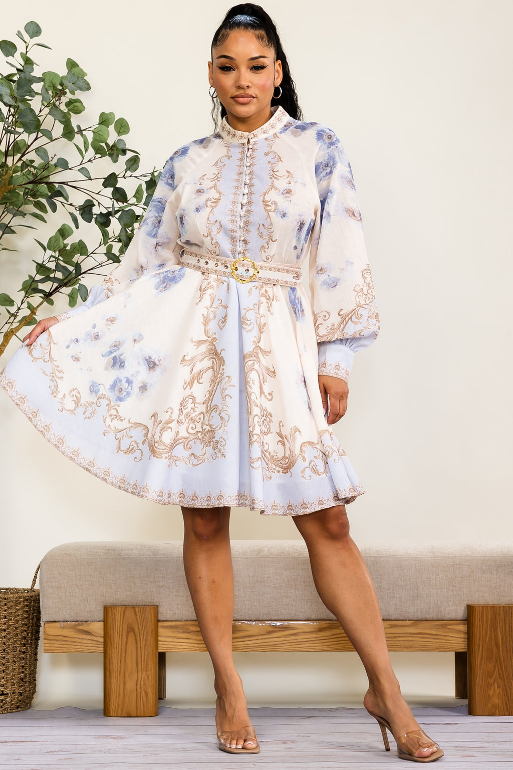 YD228-R - Belted Midi Dress